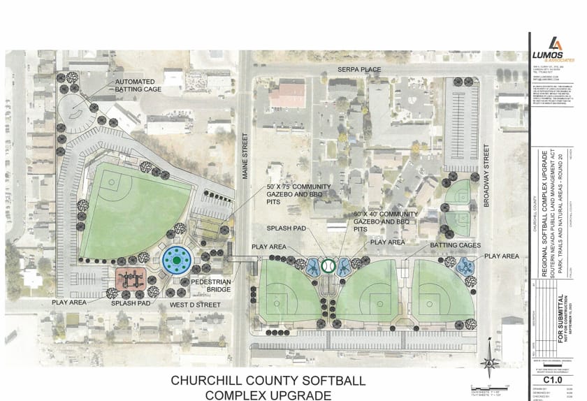 Draft plan for Churchill County Ball Parks; Credit: Lumos & Associates/Churchill County